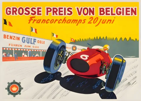 Vintažinis lenktynių plakatas „Moroccan Grand Prix · Mercedes-Benz · 1974“ – vintažinis lenktynių plakatas | Framein