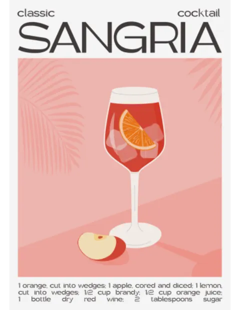 Plakatas „Kokteilis Sangria“ – virtuvės plakatas | Framein