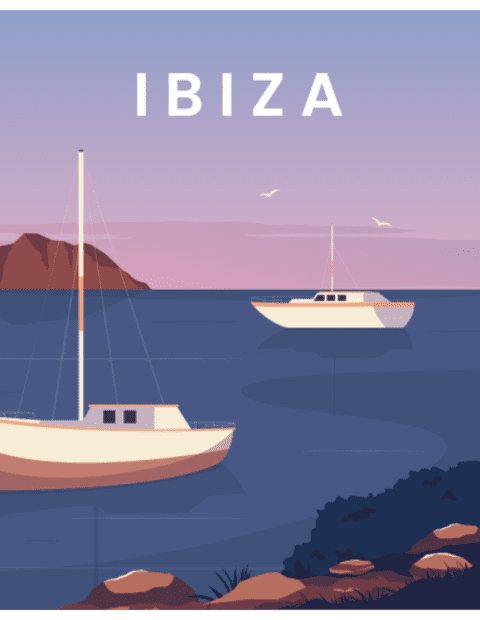 Kelionės plakatas „Ibiza“ – kelionių plakatas | Framein
