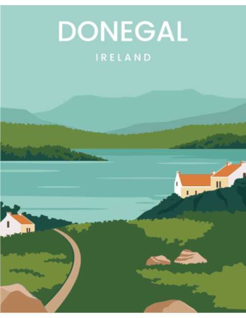 Kelionės plakatas „Donegalas, Airija“ – kelionių plakatas | Framein