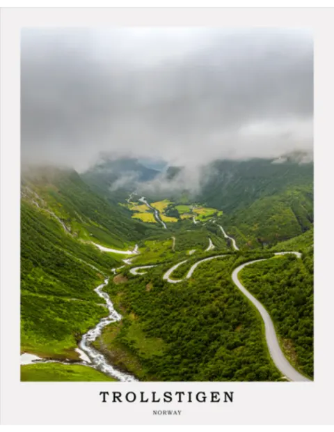 Kelionės plakatas „Trollstigen, Norway“ – kelionių plakatas | Framein