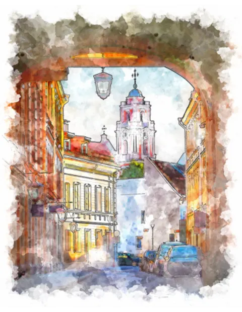 Kelionės plakatas „Vilniaus gatvė“ – kelionių plakatas | Framein