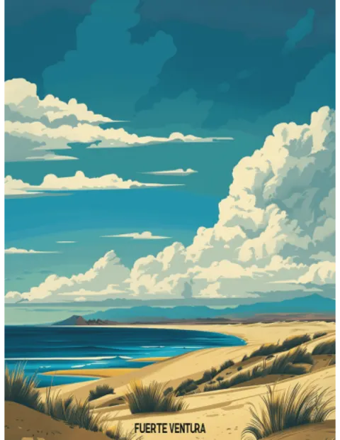 Kelionės plakatas „Fuerteventura, Ispanija“ – kelionių plakatas | Framein