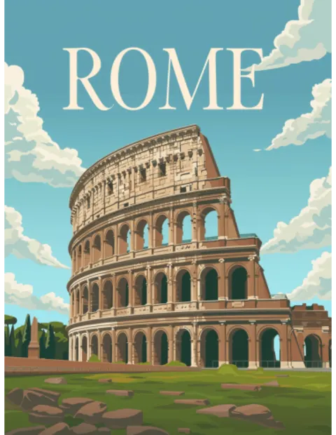 Kelionės plakatas „Roma, Italija“ – kelionių plakatas | Framein