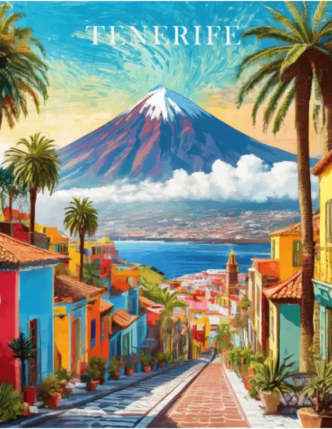 Kelionės plakatas „Tenerifė, Ispanija“ – kelionių plakatas | Framein