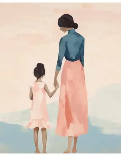 Meninis vaizdas „Mama su dukra 3“ – meno plakatas | Framein