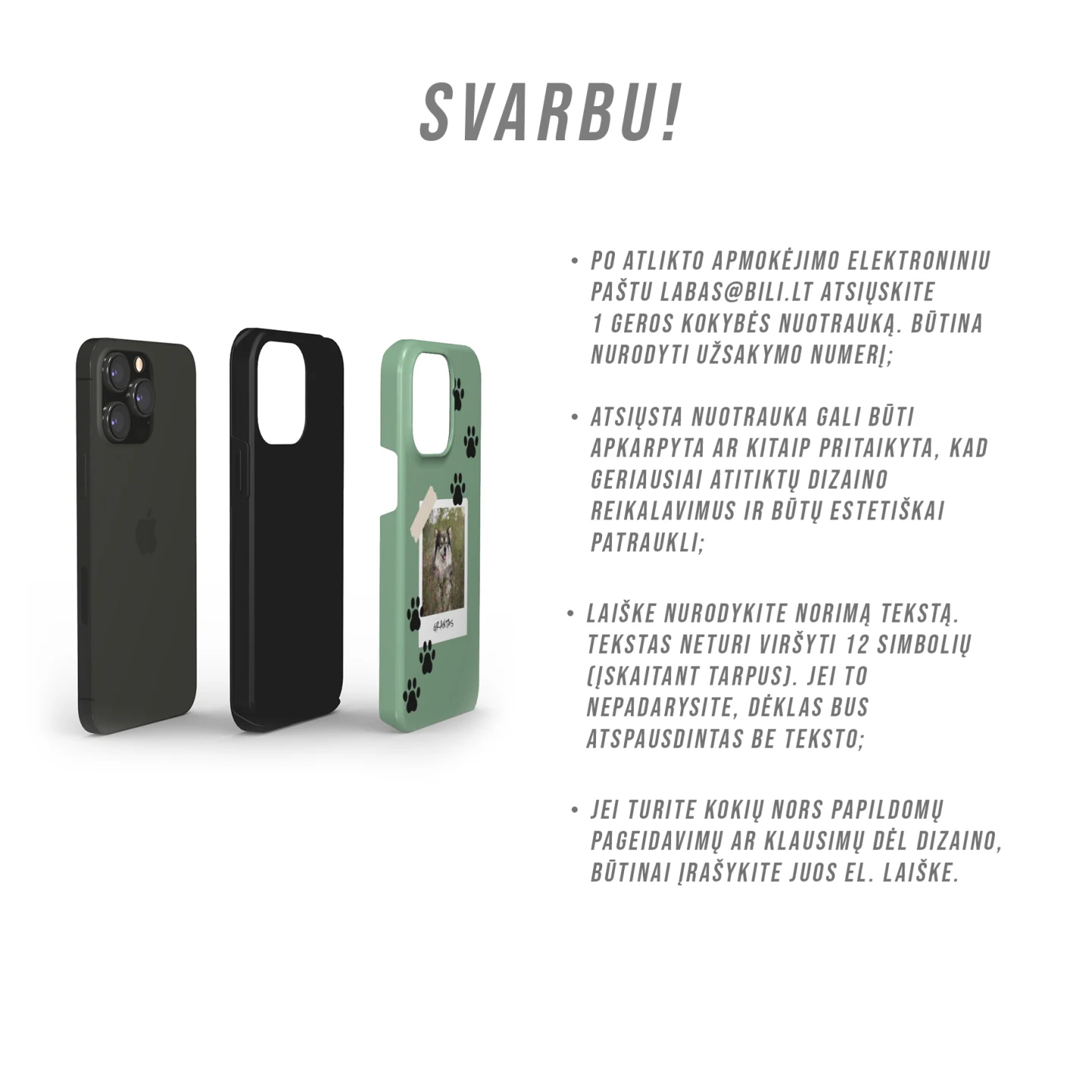 Personalisierte Handyhülle mit einem Polaroid-Foto und Pfötchen