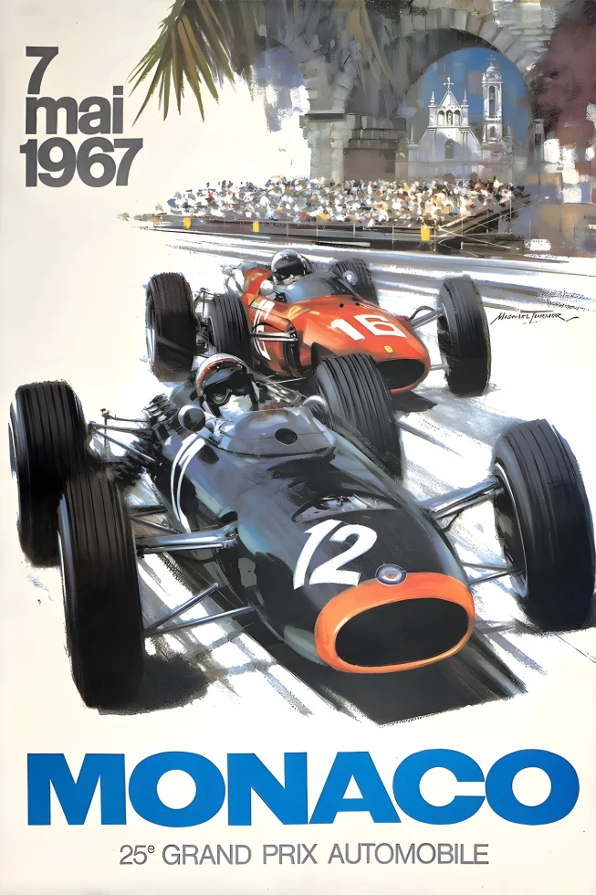Vintažinis lenktynių plakatas „RAC Tourist Trophy · Penske · 1955“ – vintažinis lenktynių plakatas | Framein