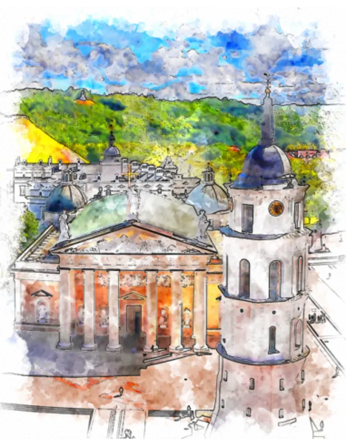 Kelionės plakatas „Vilniaus katedra“ – kelionių plakatas | Framein – nuotrauka 1 iš 2