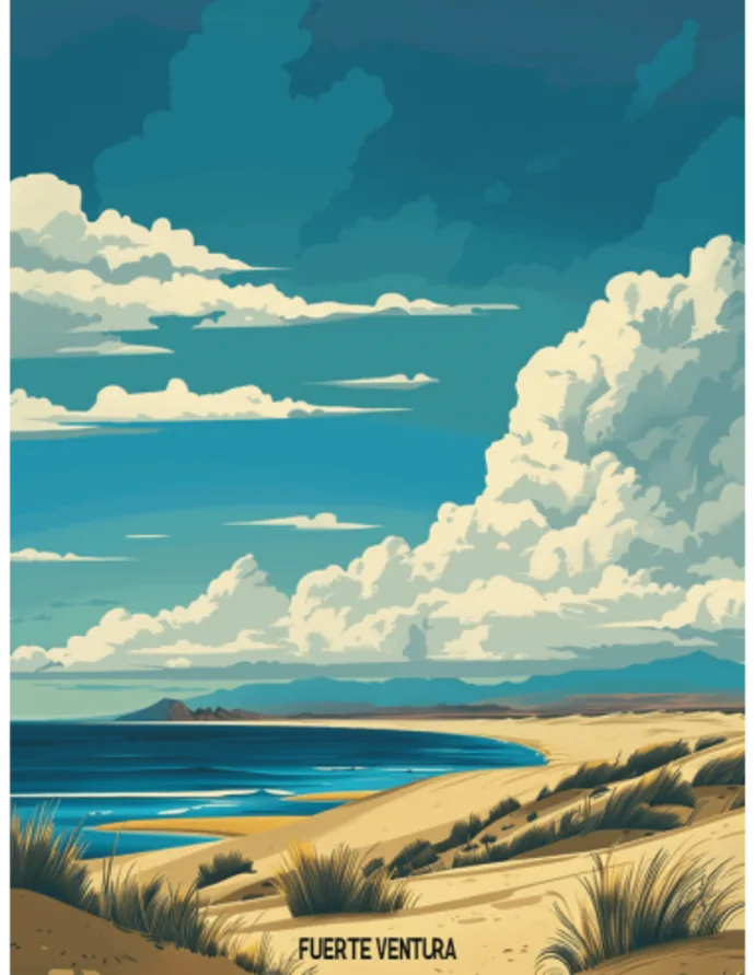 Kelionės plakatas „Fuerteventura, Ispanija“ – kelionių plakatas | Framein – nuotrauka 1 iš 2