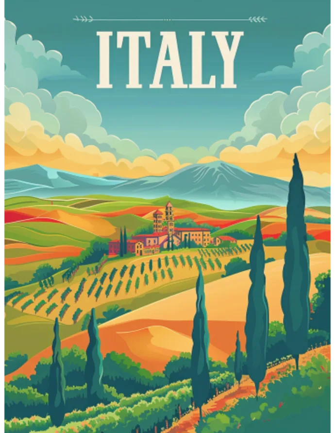 Plakatas „Italija“ – kelionių plakatas | Framein – nuotrauka 1 iš 2