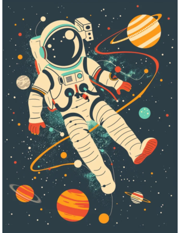 Plakatas „Kosmonautas“ – vaikiškas plakatas | Framein – nuotrauka 1 iš 2