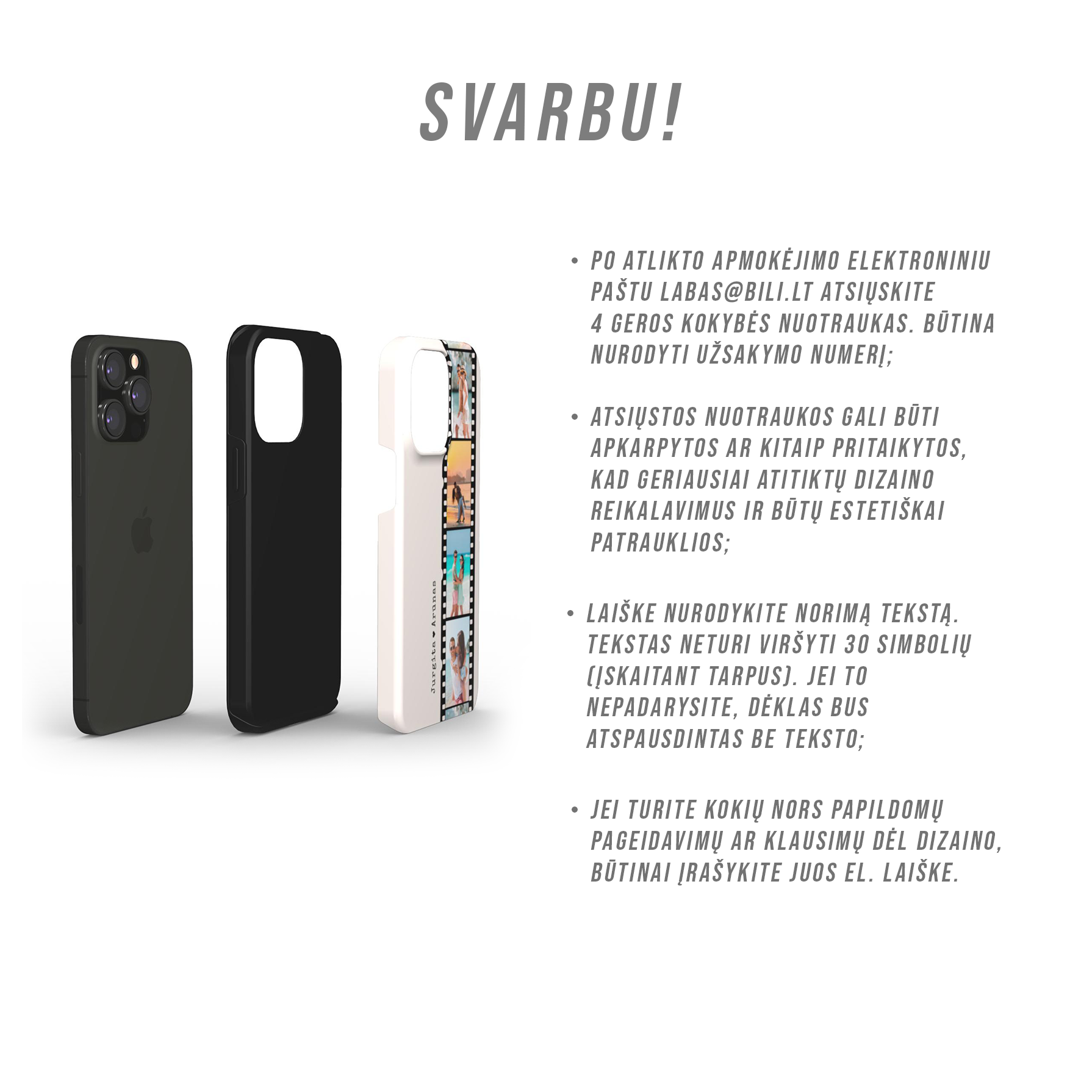 Personalisierte Handyhülle mit schwarzem Fotostreifen und cremefarbenem Hintergrund