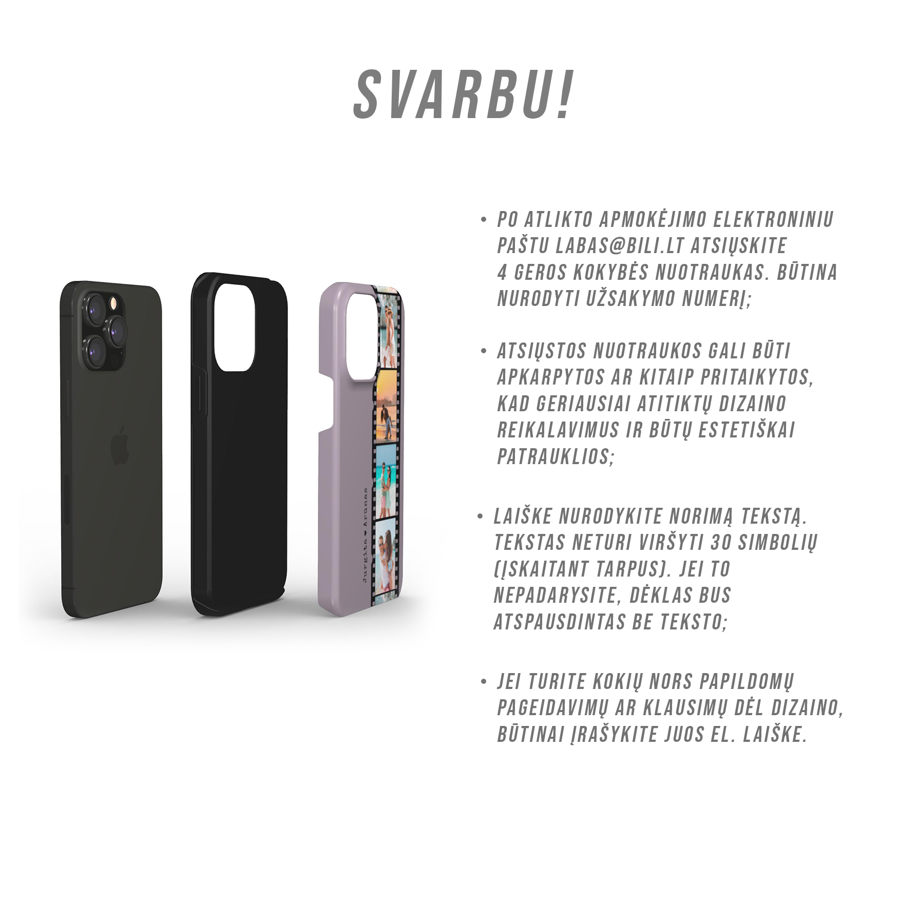 Personalisierte Handyhülle mit schwarzem Fotostreifen und violettem Hintergrund