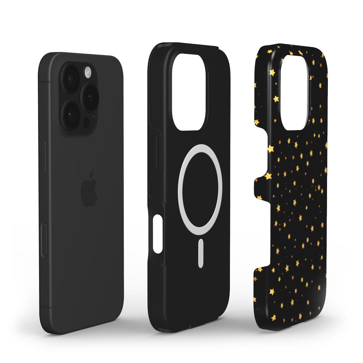 Schwarzer Himmel und goldene Sterne