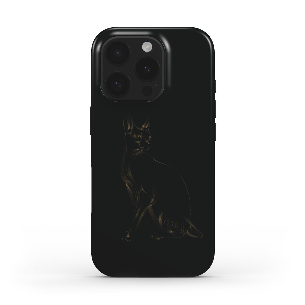 Goldene Katze auf schwarzem Hintergrund