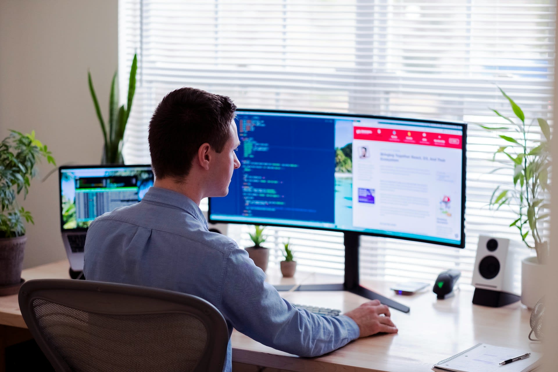 a man using a computer