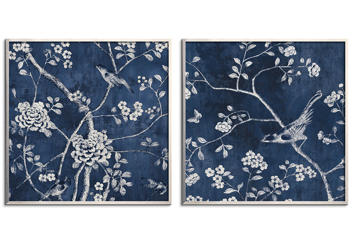 Garden Birds - Diptych - (Blue)  by 