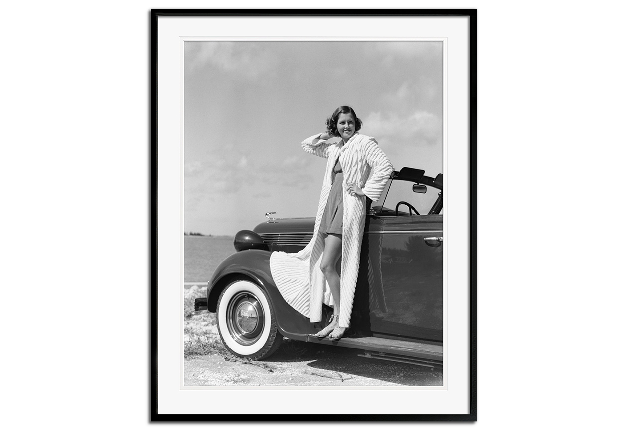  1930s Woman poses by Automobile by 