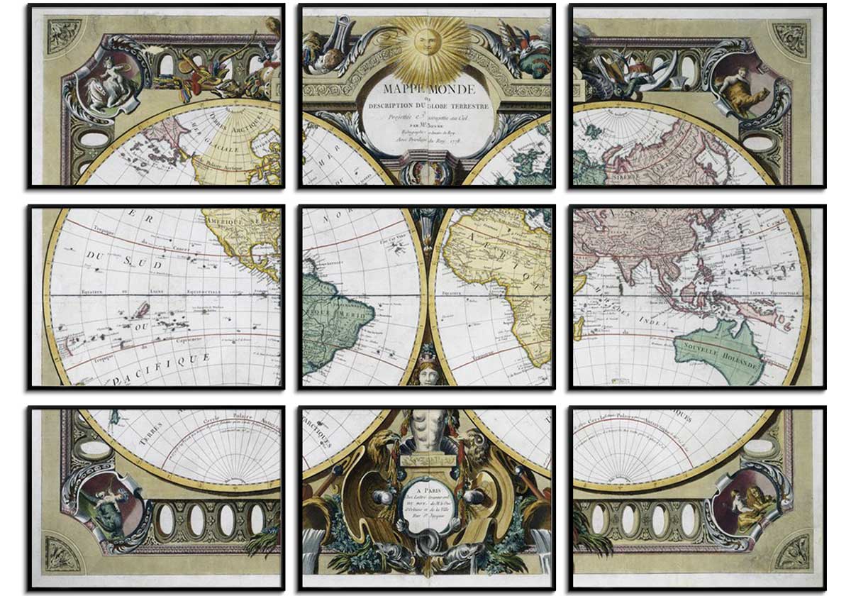 Mappe Monde - Multi Set of 9 by 