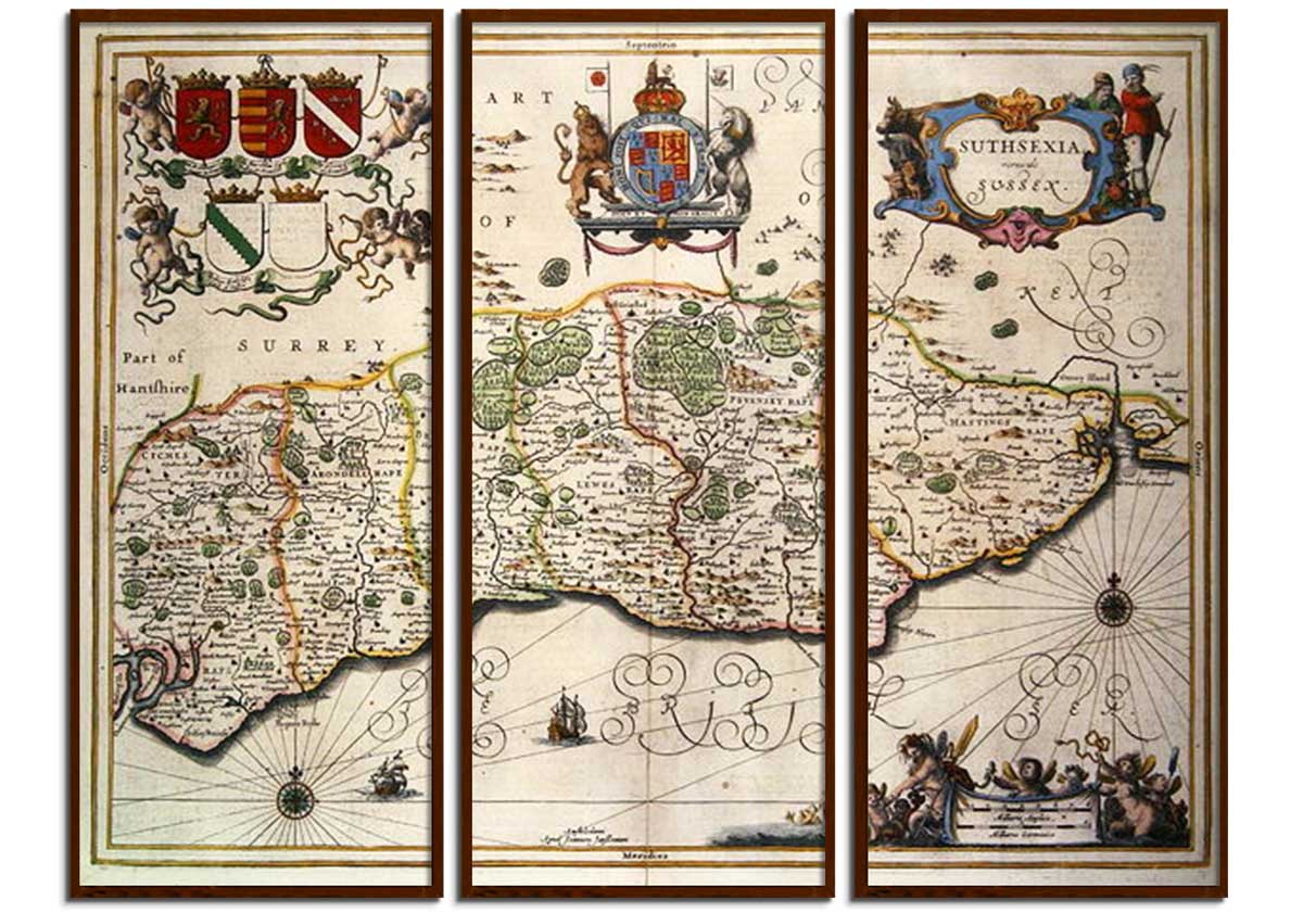 Map of Sussex - Triptych by 