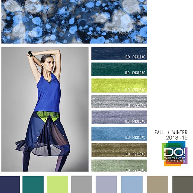 #DesignOptions FW18/19 color report on #WeConnectFashion, Contemporary Activewear Mood details: Ice Breakers, detail.