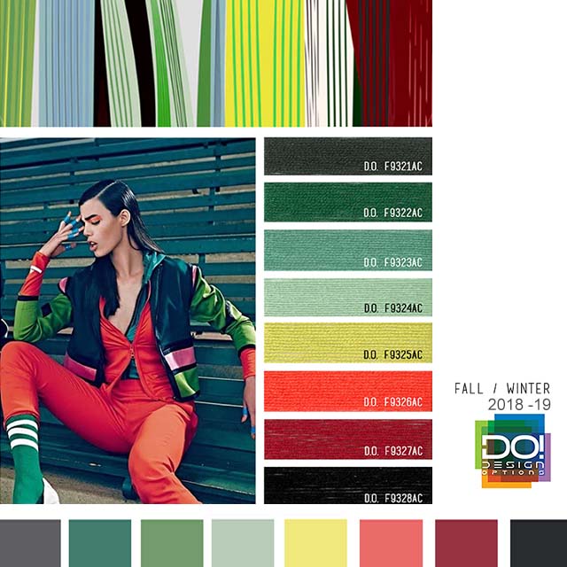 #DesignOptions FW18/19 color report on #WeConnectFashion, Contemporary Activewear Mood details: Boxed Rhythm, detail.
