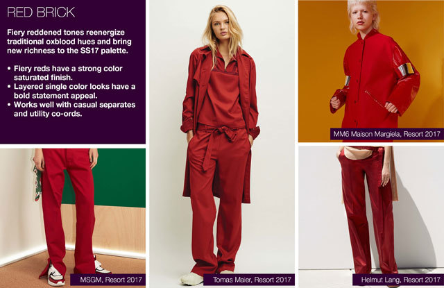 #Trendstop SS17 Womens Color on #WeConnectFashion. Key Essential Theme: Red Brick