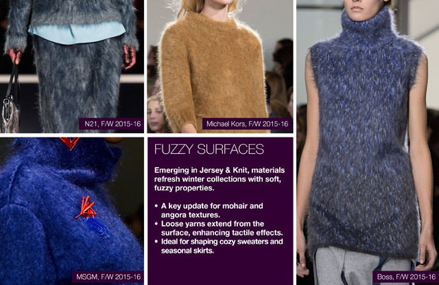 #Trendstop material #trends on #WeConnectFashion, Women's FW 16/17 direction: Fuzzy Surfaces