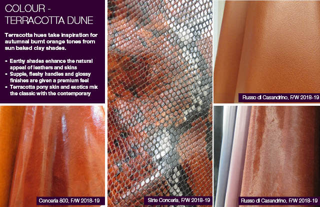 #Trendstop F/W 2018-19 trends on #WeConnectFashion. Leather Direction: Colour - Terracotta Dune