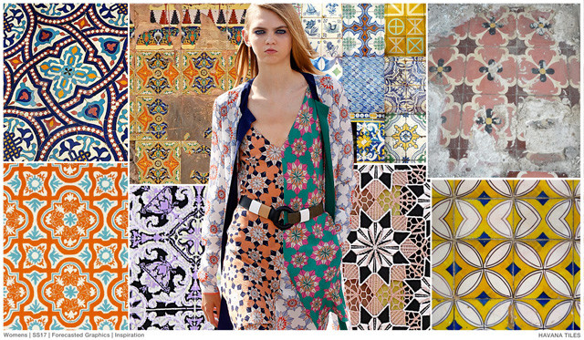 #FashionSnoops on #WeConnectFashion SS17 trend board. Women's prints and graphics, Havanna Tiles