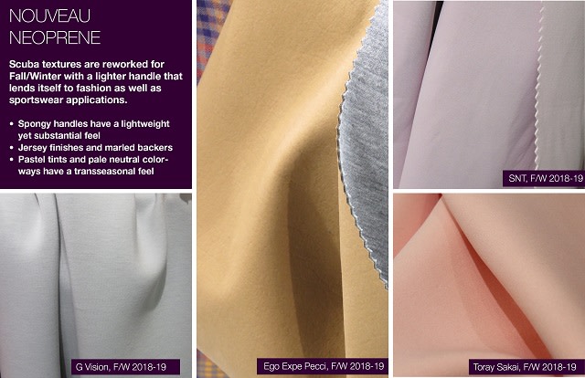 #Trendstop F/W 2018-19 trends on #WeConnectFashion. Material Directions: Nouveau Neoprene