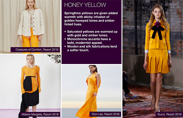 #Trendstop SS17 Womens Runway Preview on #WeConnectFashion. Directional Color: Honey Yellow