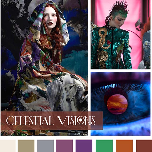 #DesignOptions FW18/19 color report on #WeConnectFashion, Contemporary Women's Mood: Celestial Visions.