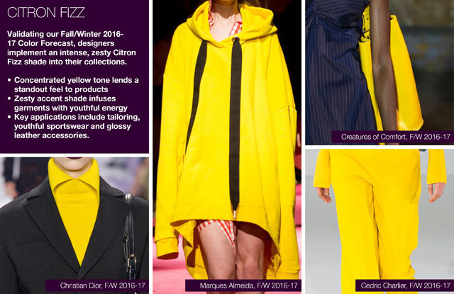 #Trendstop on #WeConnectFashion, Key Women's Catwalk Color FW 16/17: Citron Fizzy.