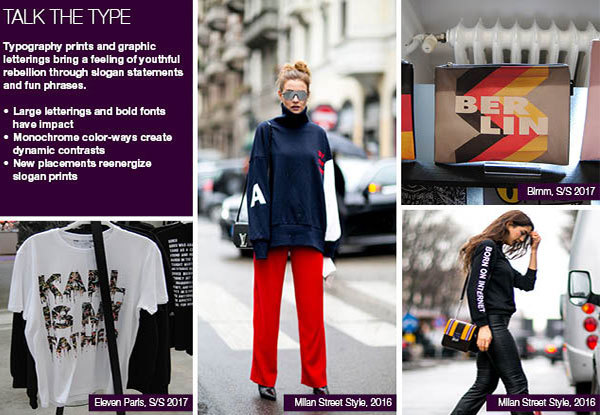 #Trendstop FW 17-18 Womens trends on #WeConnectFashion. Directional Prints: Talk The Type, trend theme