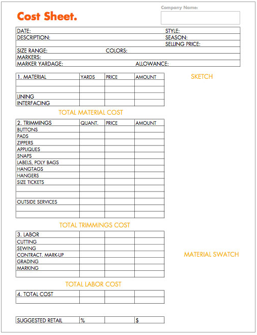 How To Business Planning Worksheet Cost Sheet For Fashion Industry Use Weconnectfashion