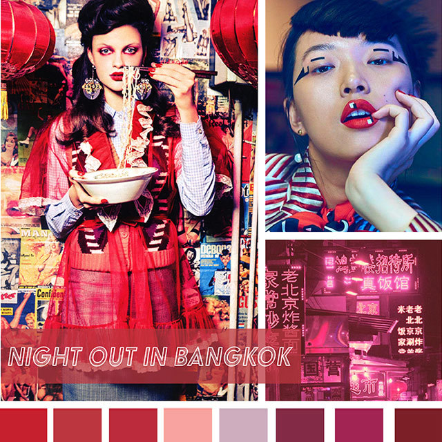 #DesignOptions SS18 color report on #WeConnectFashion, Women's market mood: Night Out in Bangkok.