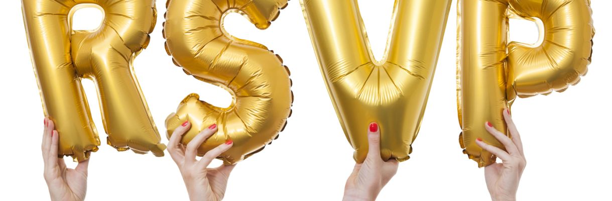 RSVP word made from gold balloons rsvp-betekenis-en-meer-vragen