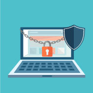 Lock with chain around laptop vector illustration