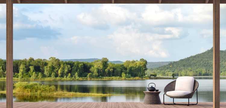 terras met uitzicht op meer