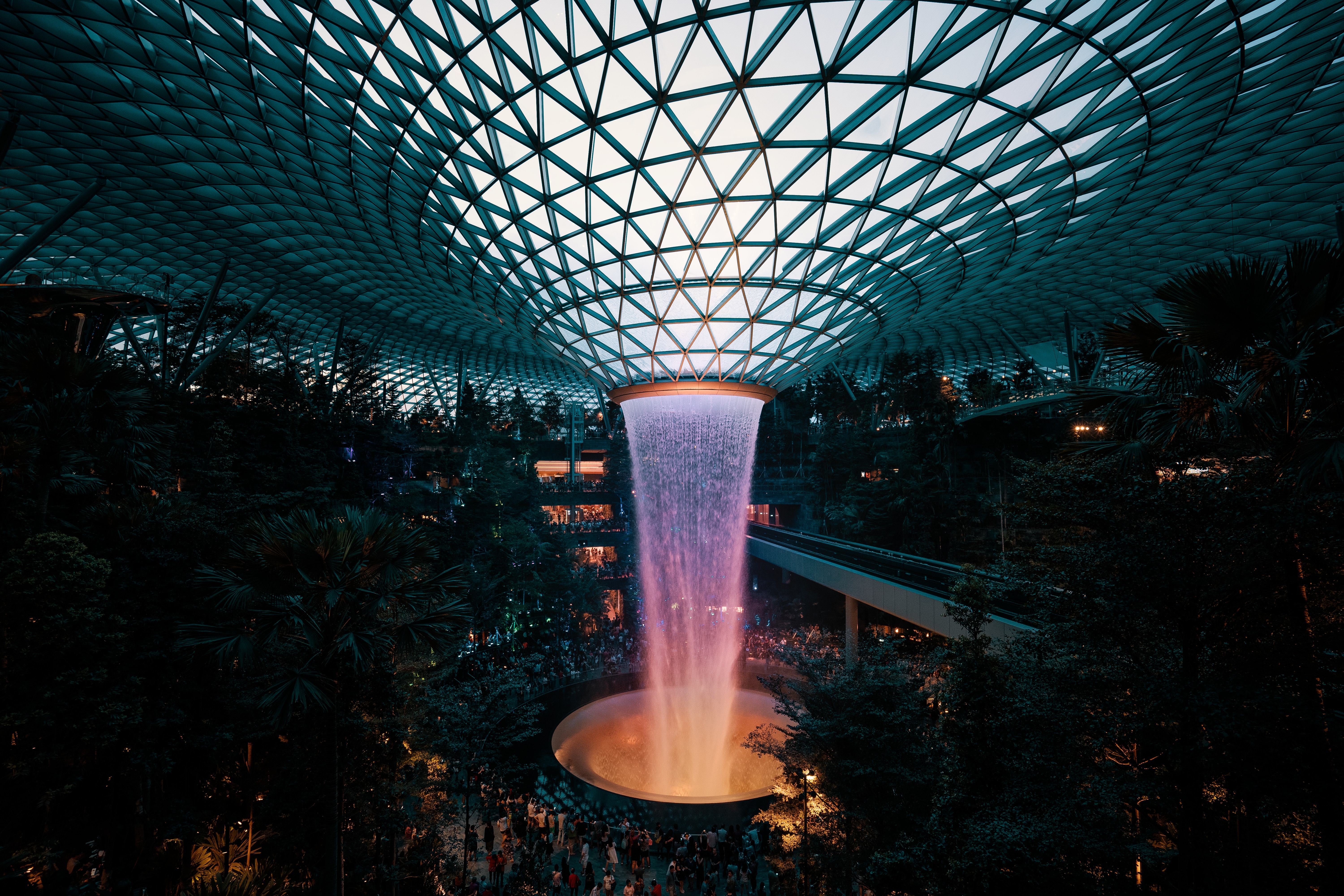 The Rain Vortex in the Jewel Changi Terminal is an architectural wonder