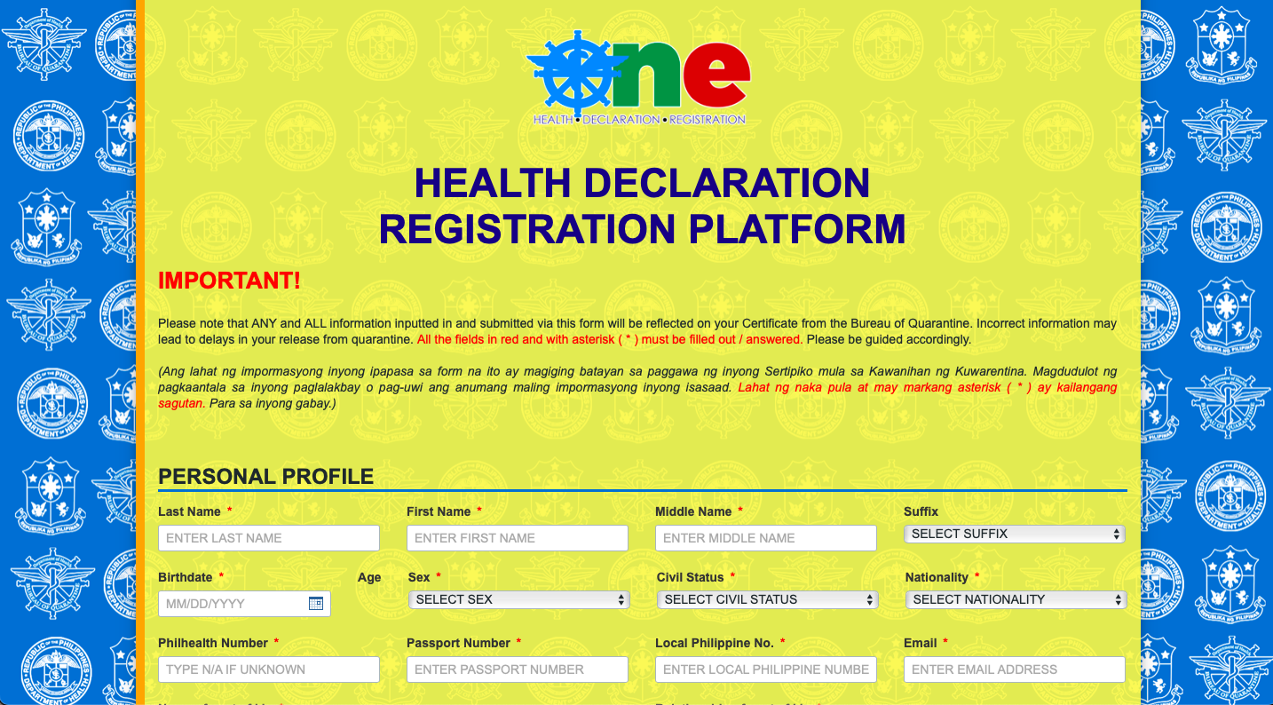 One health pass registration