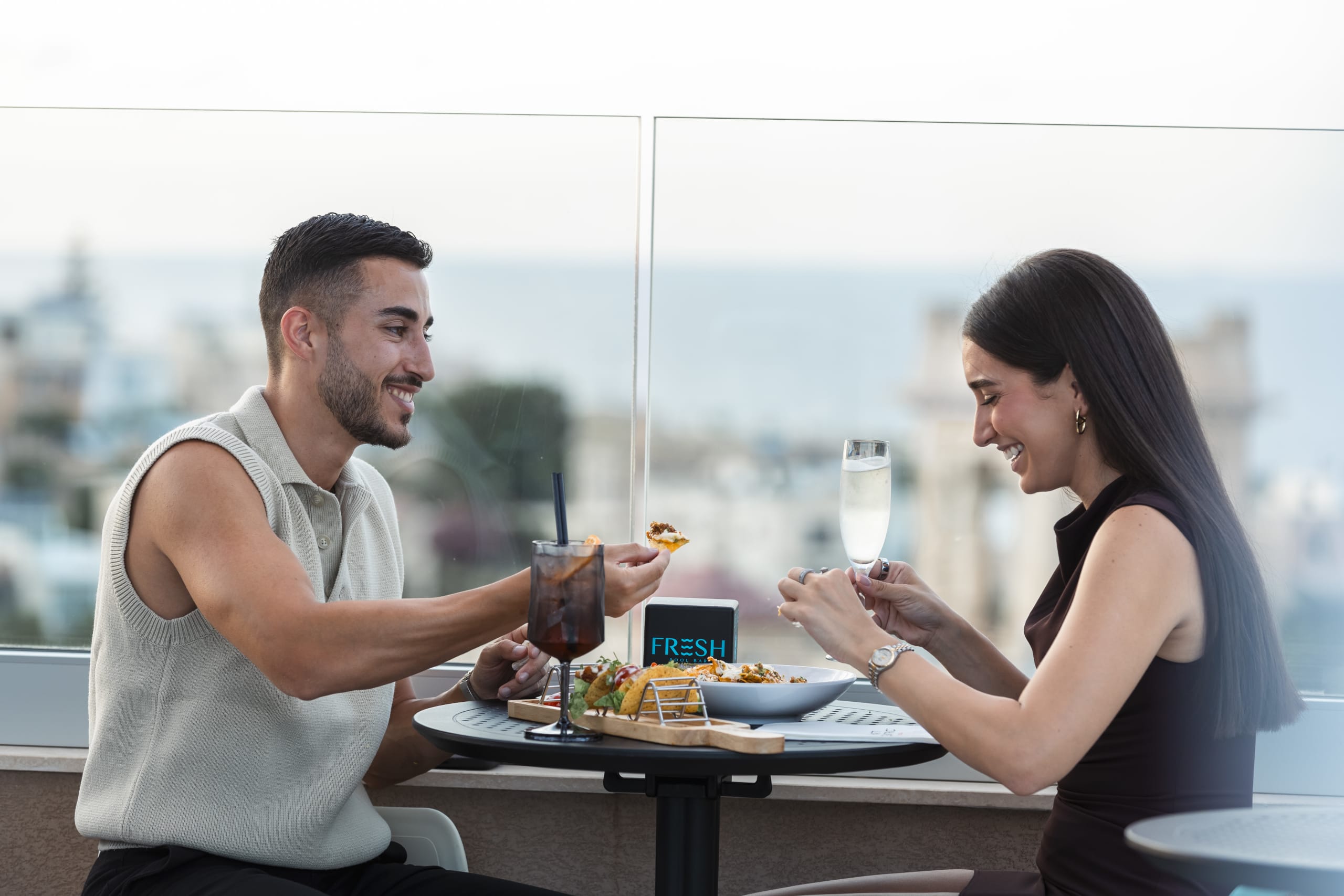 Couple Eating Closeup View
