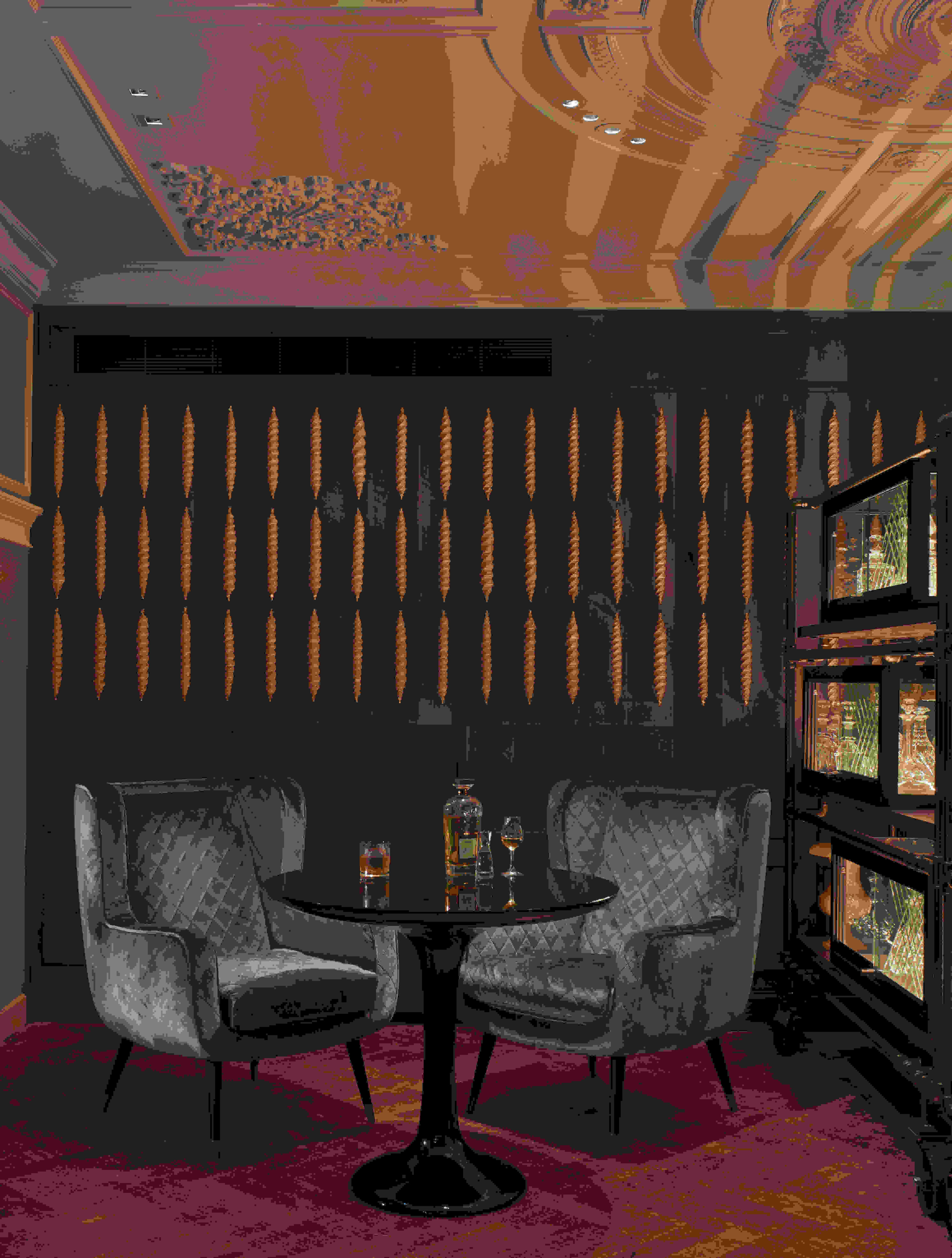 Great Scotland Yard London Sibin Bar Medium Angle Two Chairs Whisky on the Table