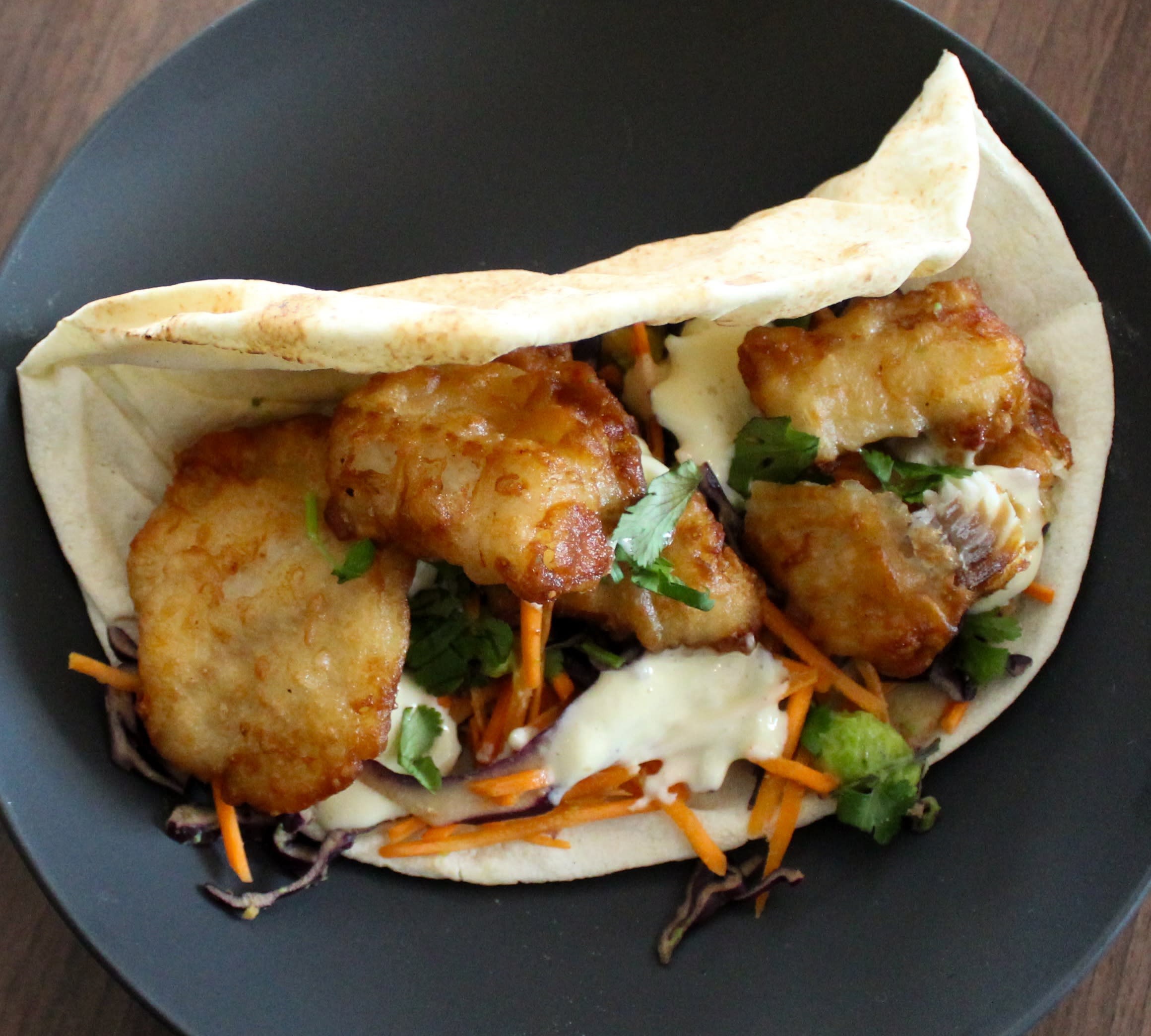Crispy Fish & Avocado Flatbread