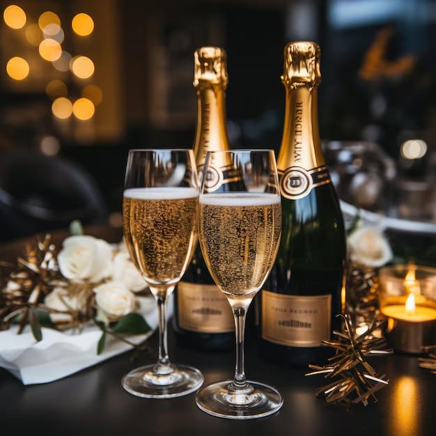 Sparkling Champagne Glasses Festive New Year S Eve Setup 118124 46434