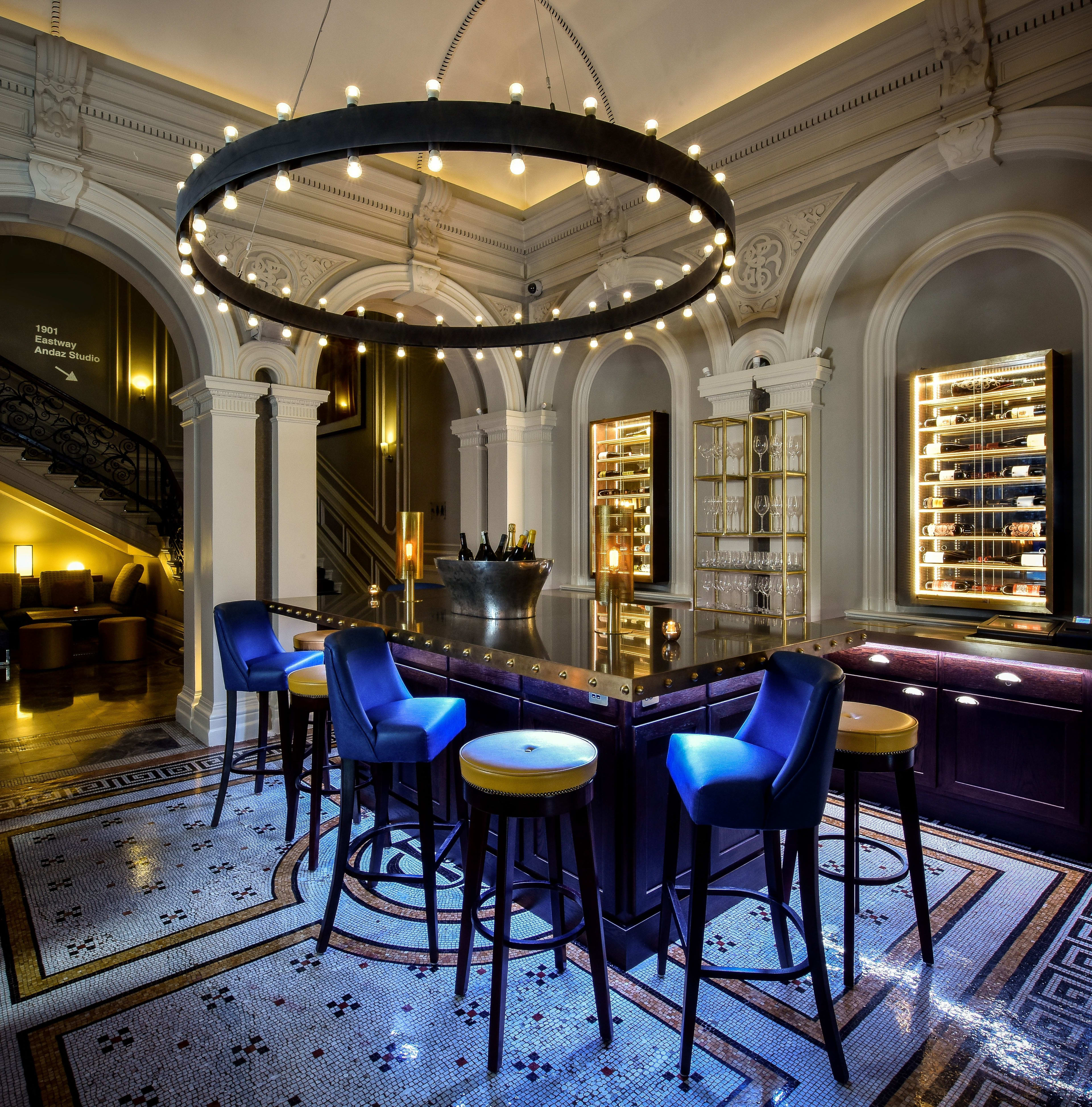Andaz London Liverpool Street 1901 Wine Lounge Communal Table Side View (1)
