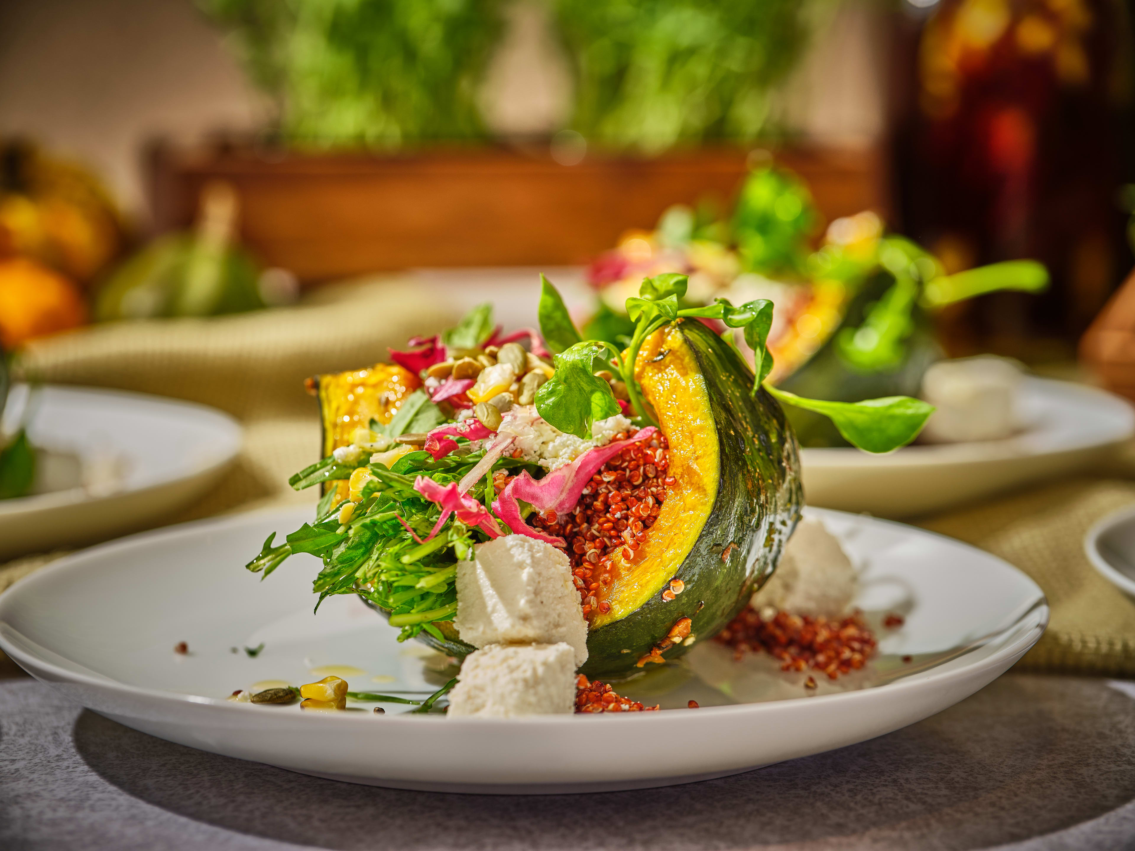 Global P1536 Roasted Butternut Pumpkin Plate With Feta Cheese