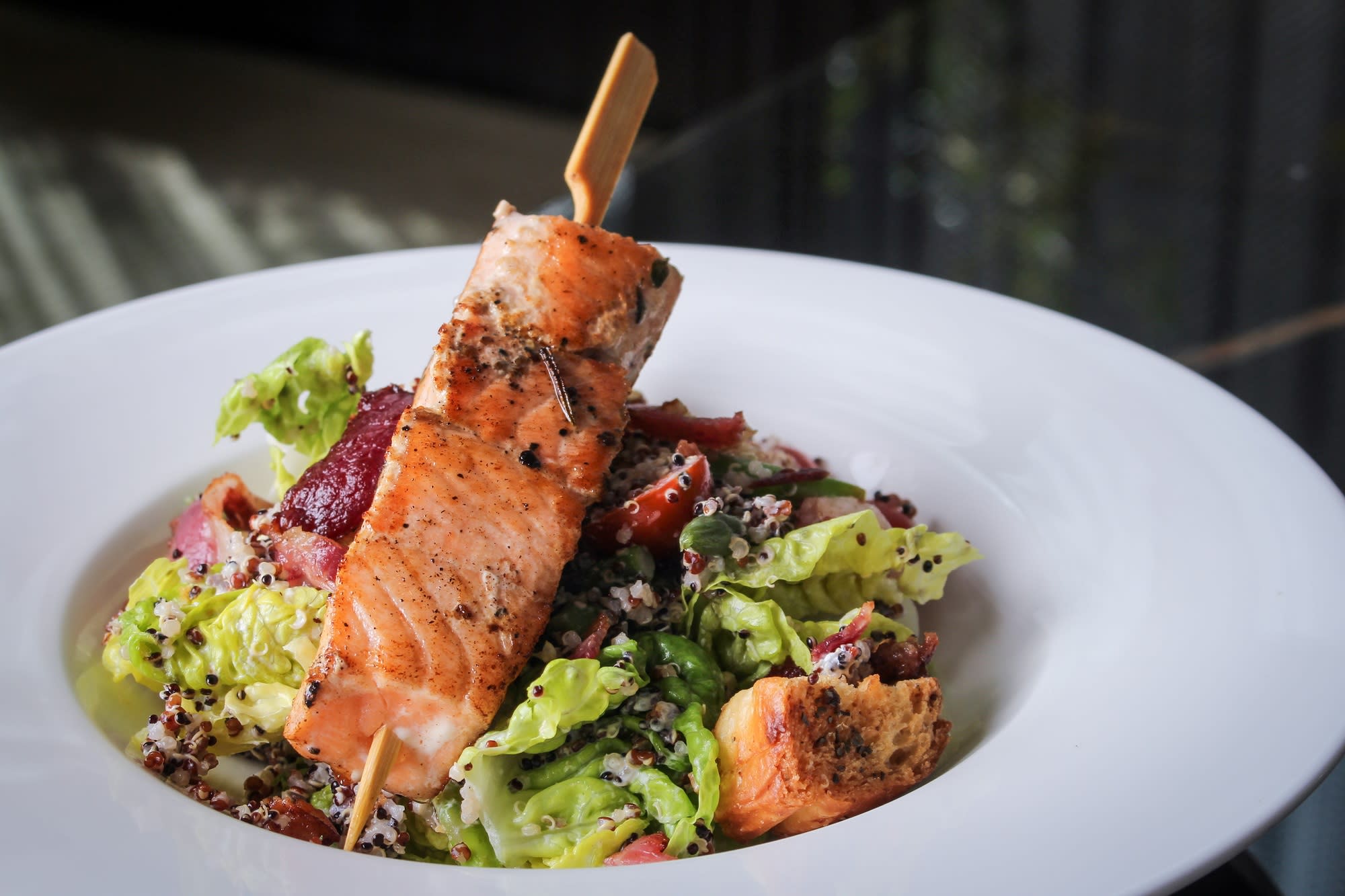 Organic Tri Color Quinoa Salad (with Grilled Salmon Filet)